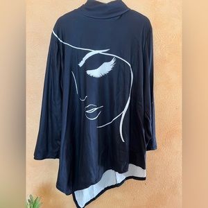 3 for 12-No label asymmetrical tunic black turtleneck tunic- 3X